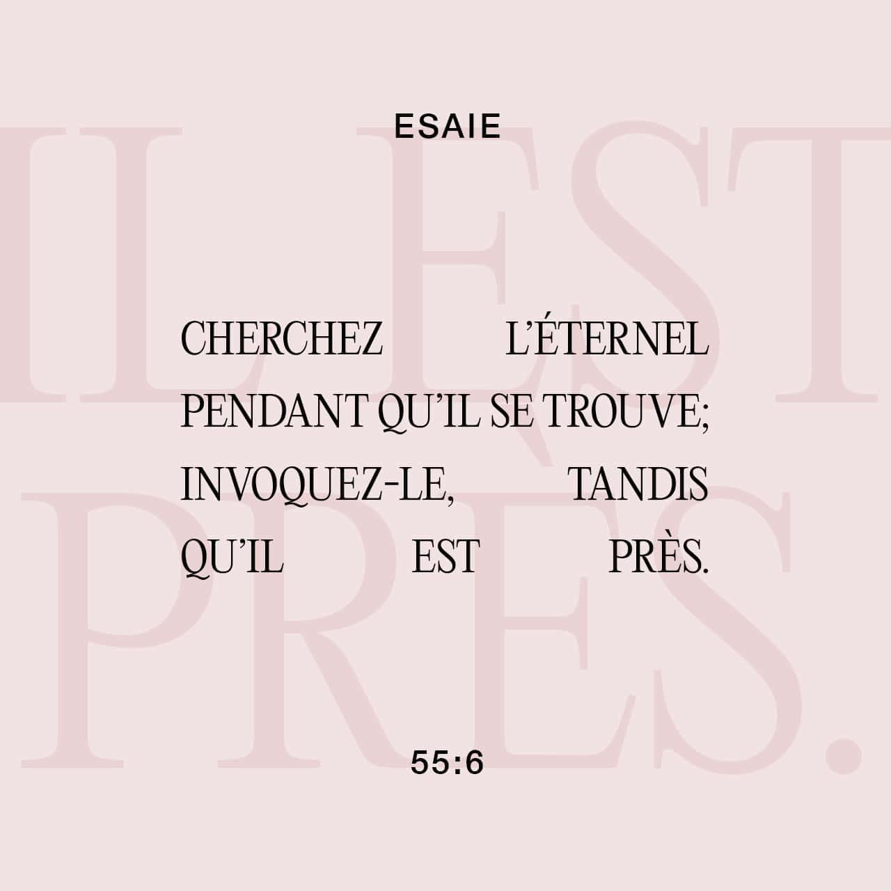 Ésaïe 55:6-7 Cherchez le SEIGNEUR pendant qu’il se laisse trouver. Faites appel à lui pendant qu’il est près de vous. Les gens mauvais doivent abandonner leur conduite. Celui qui fait le mal doit abandonner ses pe | Parole de Vie 2017 (PDV2017) | Download The Bible App Now