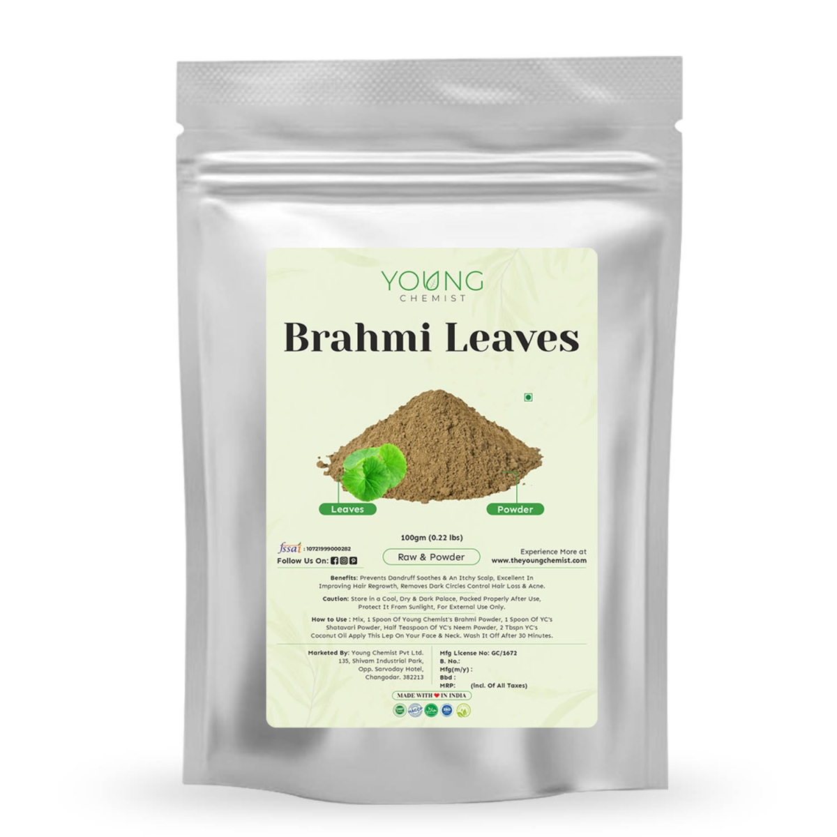 Brahmi Herbal Powder  Natural Nervine Tonic for Calmness & Concentration
